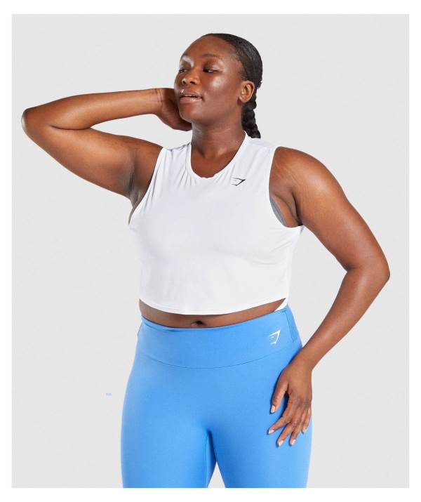 Damske Tielko Gymshark Training Crop Biele | GC1724305